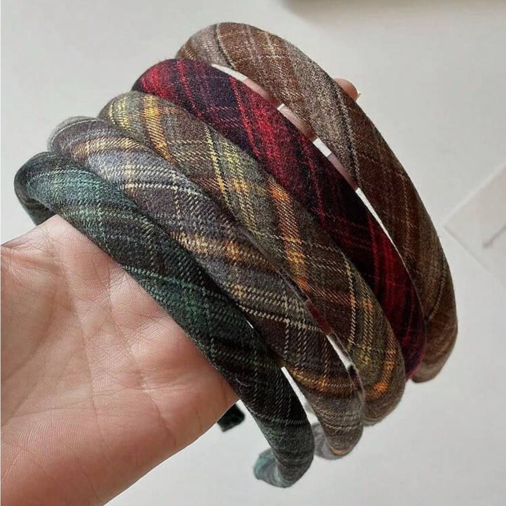 NEW! 1pc Designer-Style Classic Coquette Plaid Nova-check Headband Red or Green